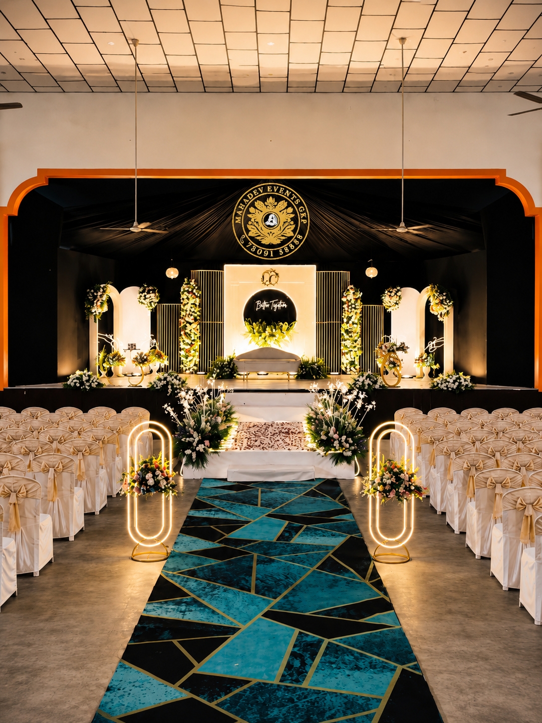 Elegant wedding stage decor by Mahadev Events